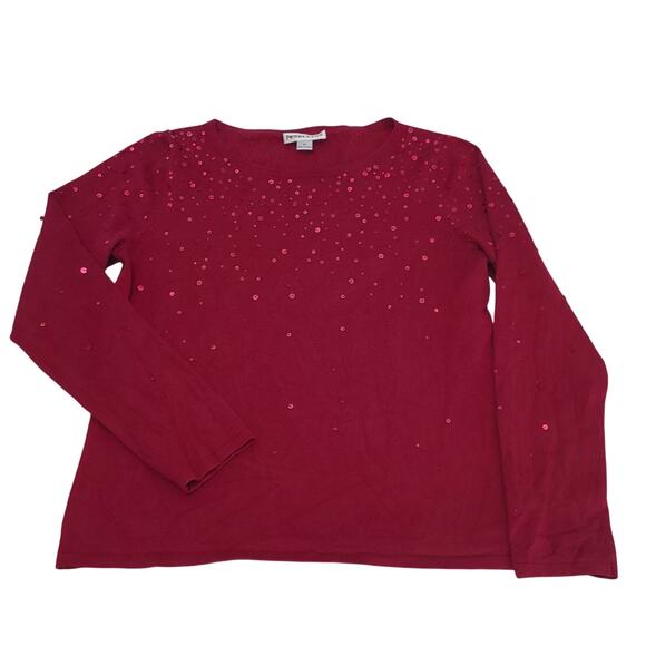 Pendleton ladies cashmere sweater red sequins Festive Holiday Size Med - Picture 3 of 9